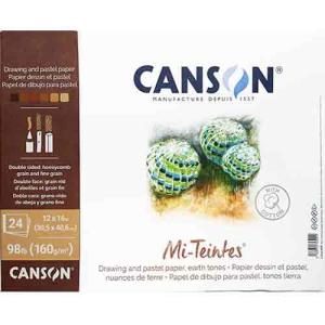 Canson Mi-Teintes Pastel Pad 12" x 16" - (24 Sheets, 98lb) Earth Tone