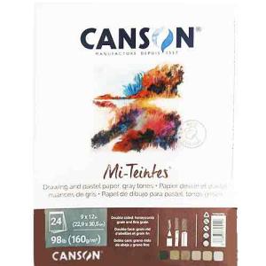 Canson Mi-Teintes Pastel Pad 9" x 12" - (24 Sheets, 98lb) Grey Tones