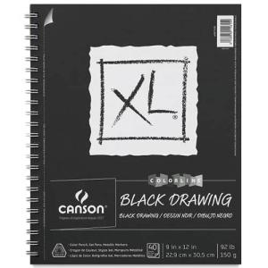 Canson XL Colorline Sketch Pad Wire Bound 9" x 12" - (40 Sheets) Black