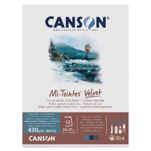 Canson Mi-Teintes Velvet Pastel Pad 9.4" x 12.4" - (12 Sheets, 264lbs) Cool Grey Tones