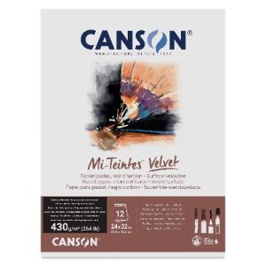 Canson Mi-Teintes Velvet Pastel Pad 9.4" x 12.4" - (12 Sheets, 264lbs) Charcoal Black