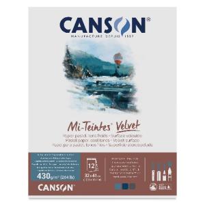 Canson Mi-Teintes Velvet Pastel Pad  12.6" x 16.1" - (12 Sheets, 264lb) Cool Grey Tones