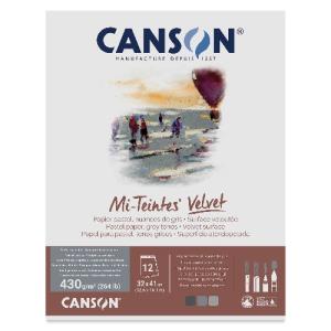 Canson Mi-Teintes Velvet Pastel Pad 12.6" x 16.1" - (12 Sheets, 264lbs) Grey Tones