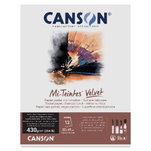 Canson Mi-Teintes Velvet Pastel Pad 12.6" x 16.1" - (12 Sheets, 264lbs) Charcoal Black