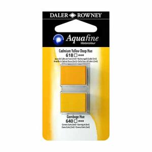 Aquafine 2 pack Watercolor Half Pans with Paint- Cadmium Yellow Deep/Gamboge Hue