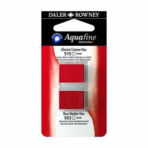 Aquafine 2 pack Watercolor Half Pans with Paint- Alizarin Crimson/Rose Madder