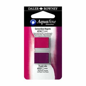Aquafine 2 pack Watercolor Half Pans with Paint- Quinacridone Magenta/Purple Lake