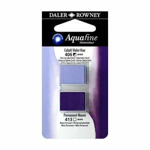 Aquafine 2 pack Watercolor Half Pans with Paint- Cobalt Violet Hue / Permanent Mauve
