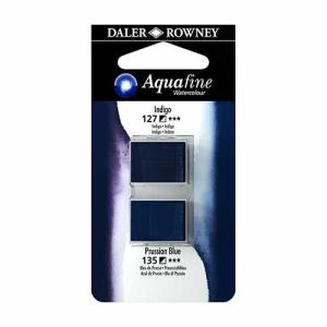Aquafine 2 pack Watercolor Half Pans with Paint- Indigo/Prussian Blue