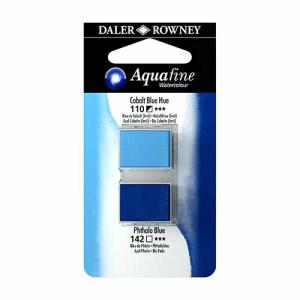 Aquafine 2 pack Watercolor Half Pans with Paint- Cobalt Blue Hue/Phthalo Blue