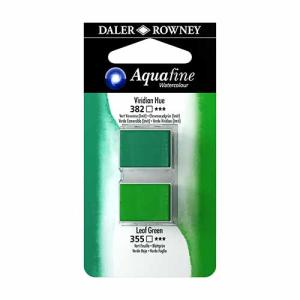Aquafine 2 pack Watercolor Half Pans with Paint- Viridian Hue/Leaf Green