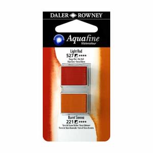 Aquafine 2 pack Watercolor Half Pans with Paint- Light Red/Burnt Sienna