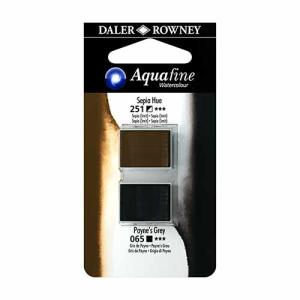 Aquafine 2 pack Watercolor Half Pans with Paint- Sepia / Paynes Grey
