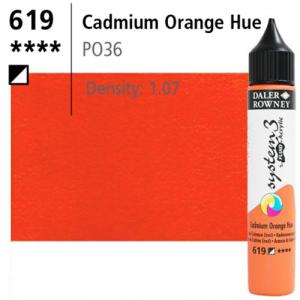 System3 Fluid Acrylics Cadmium Orange Hue -29.5ml Applicator Bottle 139029619