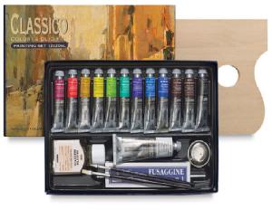 Maimeri Classico Oil Paint Intro Set  12ct 20ml, 1 60ml White & Accessories