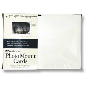 Strathmore Photo Mount Cards & Envelopes 5" x 6.875"  (50 Sheets, 80lb) White with Decorative Emboss
