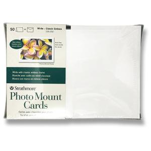 Strathmore Photo Mount Cards & Envelopes 5" x 6.875"  (50 Sheets, 80lb) White with Classic Emboss