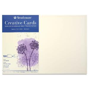 Strathmore Creative Cards and Envelopes - Ivory White with Deckle Edges, 5" x 6-7/8", 100Pk ST105-630