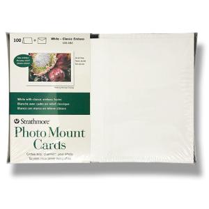 Strathmore Photo Mount Cards & Envelopes 5" x 6.875"  (100 Sheets, 80lb) White with Classic Emboss