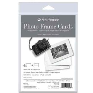 Strathmore Photo Mount Cards & Envelopes 5" x 6.875"  (6pk, 80lb) White with die cut photo window  ST205-185
