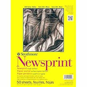 Strathmore 300 Series Newsprint Pad 14" x 17"  (50 sheets, 32lb) Rough