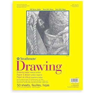 Strathmore 300 Series Drawing Pad 11" x 14" - (50 sheets, 70lb) Bright White, Tape Bound