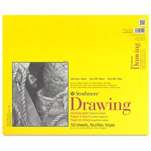 Strathmore 300 Series Drawing Pad 14" x 17" - (50 sheets, 70lb) Bright White, Tape Bound