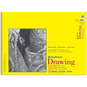 Strathmore 300 Series Drawing Pad 18" x 24" - (25 sheets, 70lb) Bright White, Spiral Bound