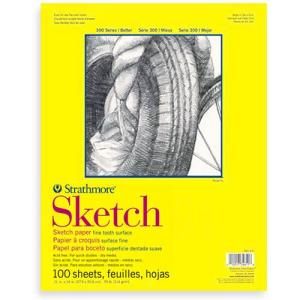 Strathmore 300 Series Sketch Pad 11" x 14" - (100 sheets, 50lb) Tape Bound