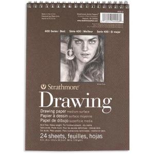 Strathmore 400 Series Drawing Pad  6" x 8" (24 sheets, 80lb) Medium, Spiral Bound