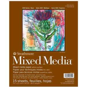 Strathmore 400 Series Mixed Media Pad ( 462 ) 9" x 12" - (15 sheets, 140lb) Glue Bound
