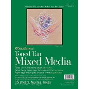 Strathmore 400 Series Toned Tan Mixed Media Pad ( 462 ) 9" x 12" - (15 Sheets, 184lb) Glue Bound