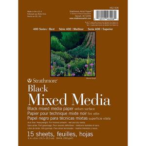 Strathmore 400 Series Black Mixed Media Pad ( 462 ) 6" x 8" - (15 Sheets, 184lb) Glue Bound