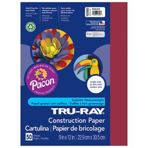 Sulphite Construction Paper 9" x 12" - (50 Sheets) Holiday Red
