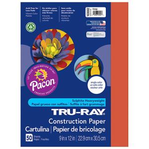 Sulphite Construction Paper 9" x 12" - (50 Sheets) Orange