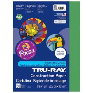 Sulphite Construction Paper 9" x 12" - (50 Sheets) Festive Green