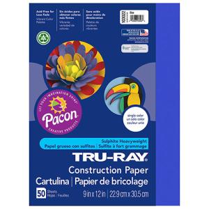 Sulphite Construction Paper 9" x 12" - (50 Sheets) Blue