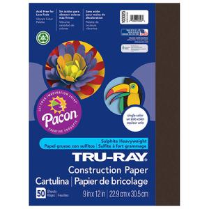 Sulphite Construction Paper 9" x 12" - (50 Sheets) Dark Brown