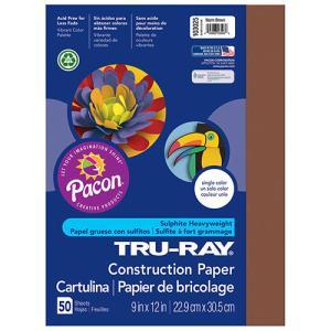 Sulphite Construction Paper 9" x 12" - (50 Sheets) Warm Brown