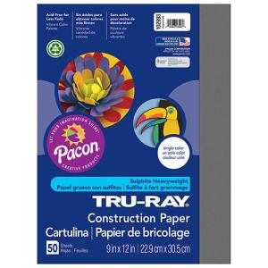 Sulphite Construction Paper 9" x 12" - (50 Sheets) Slate Gray