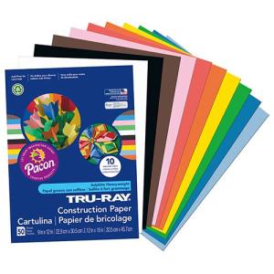 Sulphite Construction Paper 9" x 12" - (50 Sheets) Assorted Colors