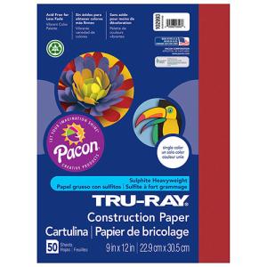 Sulphite Construction Paper 9" x 12" - (50 Sheets) Festive Red