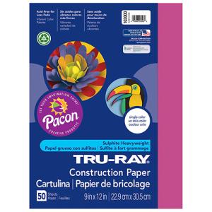 Sulphite Construction Paper 9" x 12" - (50 Sheets) Dark Pink