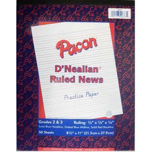 Pacon D'Nealian Ruled Newsprint Handwriting Practice Tablet 8 1/2" x 11" - (50 Sheets) Ruled PAC2678
