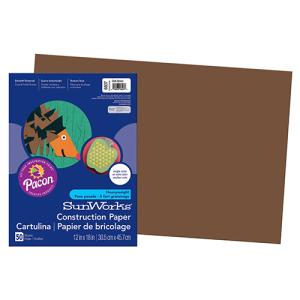 Pacon Sunworks Heavyweight Construction Paper 12" x 18" - (50 Sheets) Dark Brown