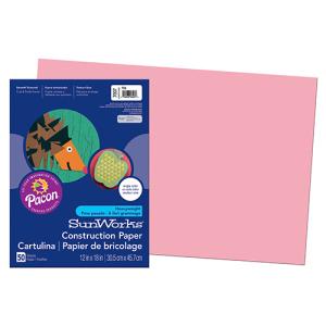 Pacon Sunworks Heavyweight Construction Paper 12" x 18" - (50 Sheets) Pink