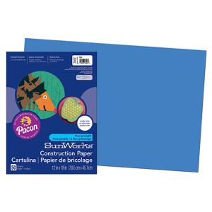 Pacon Sunworks Heavyweight Construction Paper 12" x 18" - (50 Sheets) Blue