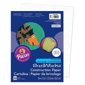 Pacon Sulphite Construction Paper 9" x 12" - (50 Sheets) Bright White (Sunworks)