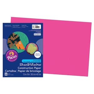 Pacon Sunworks Heavyweight Construction Paper 12" x 18" - (50 Sheets) Raspberry