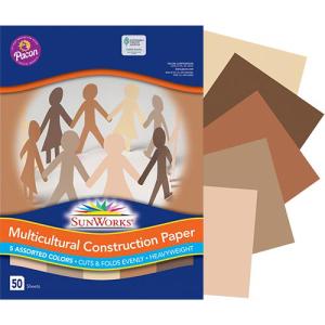 Pacon Sunworks Construction Paper 9" x 12" (50 Sheets) Shades of Me (Multicultural)